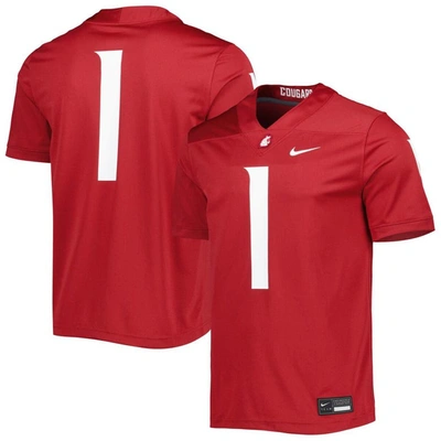 Nike #1 Crimson Washington State Cougars Untouchable Football Jersey