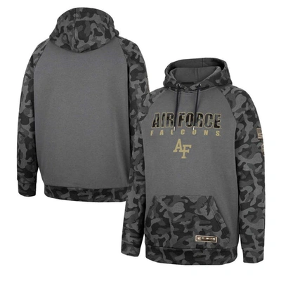 Colosseum Charcoal Air Force Falcons Oht Military Appreciation Camo Stack Raglan Pullover Hoodie