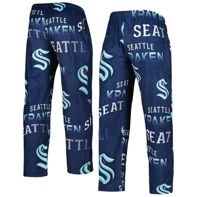 Concepts Sport Deep Sea Blue Seattle Kraken Windfall Allover Microfleece Pajama Pants