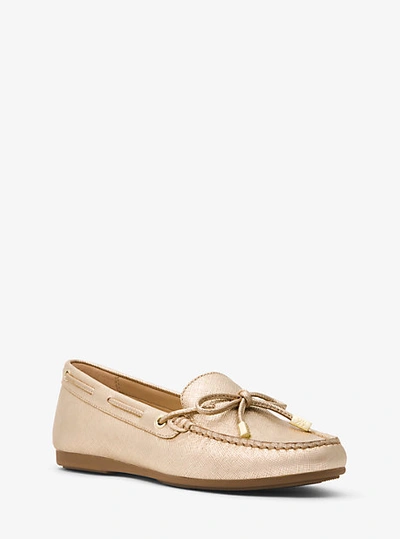 Michael Michael Kors Sutton Metallic Leather Moccasin In Gold