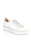 Joie Dabnis Leather Flatform Espadrille Sneakers In White
