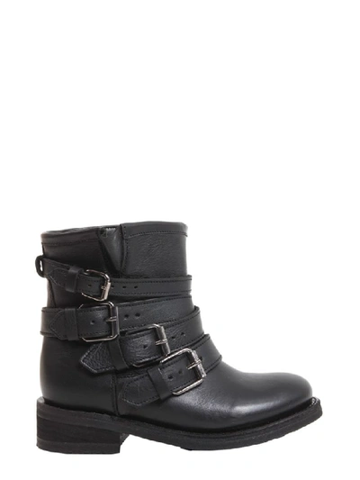 Ash Leather Boots In Nero