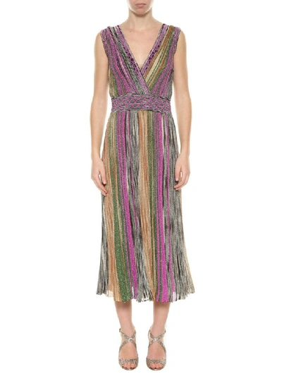 Missoni Pleated Knitted Dress In Multi