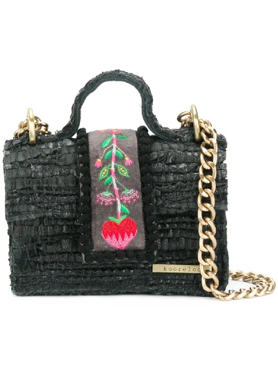 Kooreloo Embroidered Detail Crossbody Bag - Black