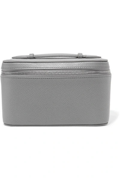 Smythson Panama Mini Textured-leather Jewelry Case In Gray