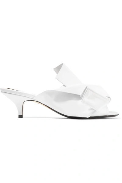 N°21 N21 | Leather Tie Front Mule Shoes In White Nappa Leather