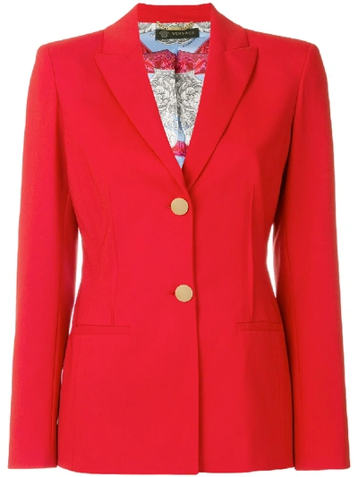 Versace Stretch Wool Blazer In Red