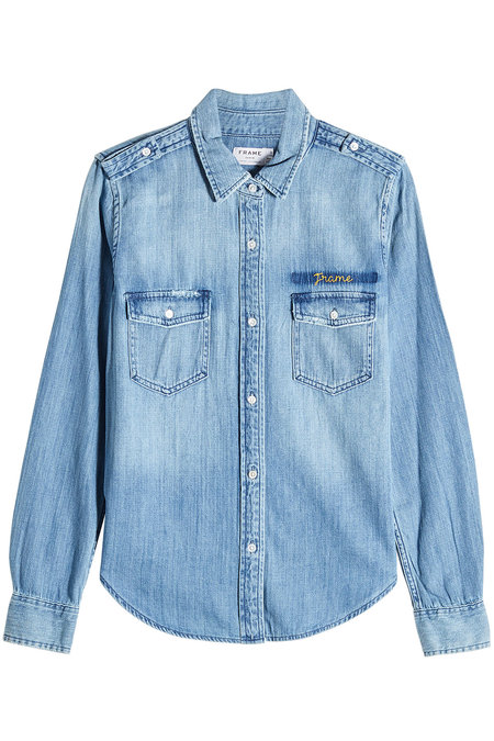 Frame Denim Shirt In Blue Modesens