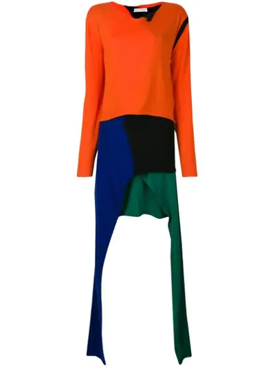 Jw Anderson Opening Ceremony Asymmetric Knit Dress In Carrot 6674788