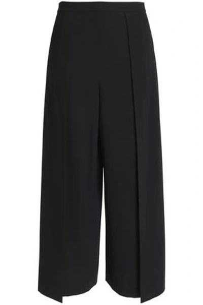 Alice And Olivia Pleated Crepe Culottes In Black