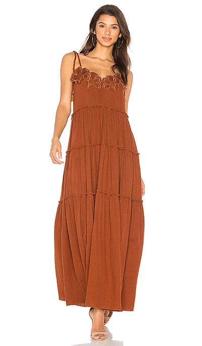 See By Chlo Floral Appliqu Maxi Dress In Brown | ModeSens