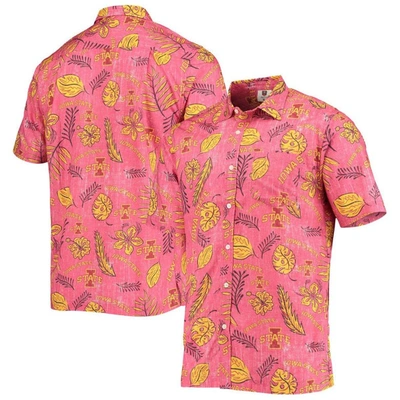 Wes & Willy Cardinal Iowa State Cyclones Vintage Floral Button-up Shirt