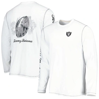 Tommy Bahama White Las Vegas Raiders Laces Out Billboard Long Sleeve T-shirt