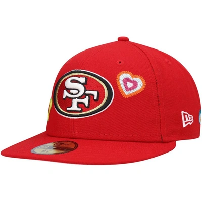 New Era Scarlet San Francisco 49ers Chain Stitch Heart 59fifty Fitted Hat
