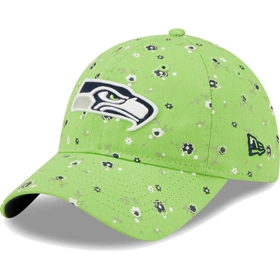 New Era Neon Green Seattle Seahawks  Floral 9twenty Adjustable Hat