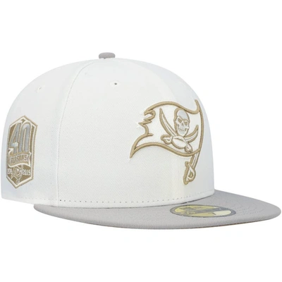New Era Men's  White, Gray Tampa Bay Buccaneers 40th Season Gold Undervisor 59fifty Fitted Hat In White,gray