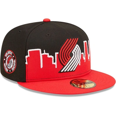 New Era Men's  Red, Black Portland Trail Blazers 2022 Tip-off 59fifty Fitted Hat In Red,black