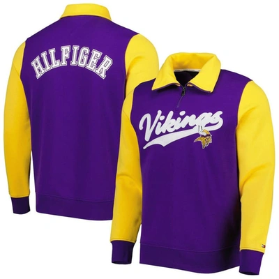 Tommy Hilfiger Purple/gold Minnesota Vikings Aiden Quarter-zip Sweatshirt