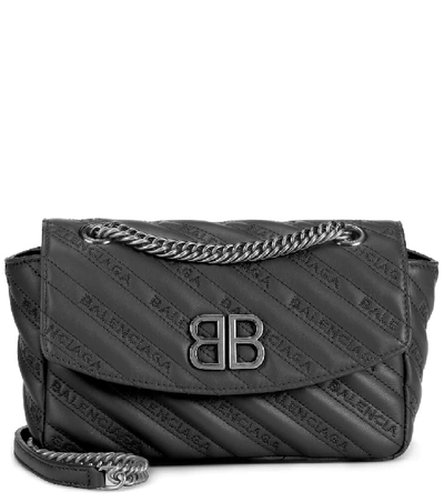 Balenciaga Chain Round M Leather Shoulder Bag In Black