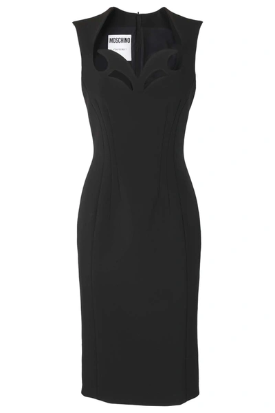 Moschino Crepe Sheath Dress In Black