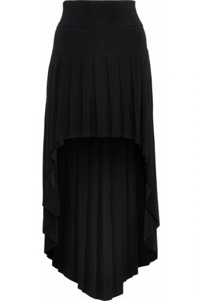 Norma Kamali Woman Asymmetric Pleated Stretch-jersey Mini Skirt Black