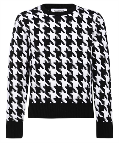 Thom Browne W-houndstooth Jumper Wool In Blk/wht