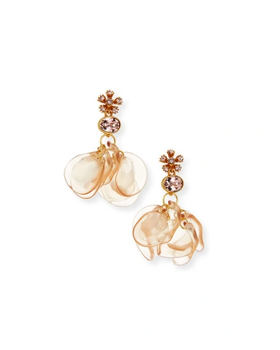 Oscar De La Renta Crystal Petal Cluster Drop Earrings In Blush