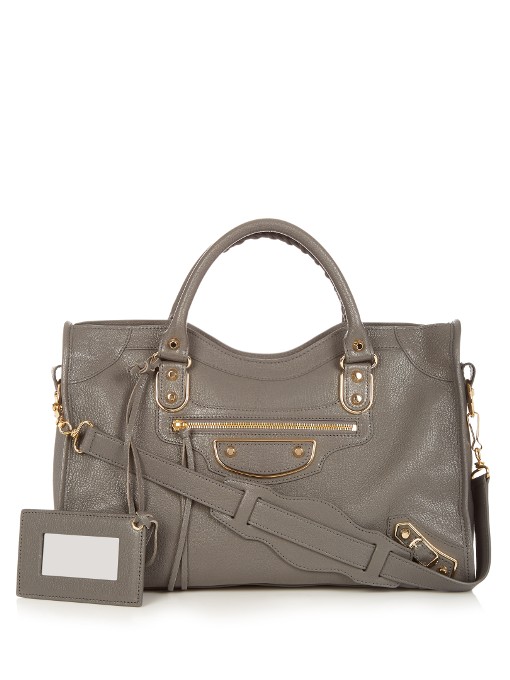 Balenciaga Metallic-edge City Small Leather Cross-body Bag In Grey ...