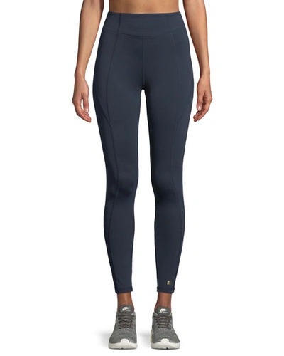 Aurum Paneled High-rise Leggings In Dark Blue