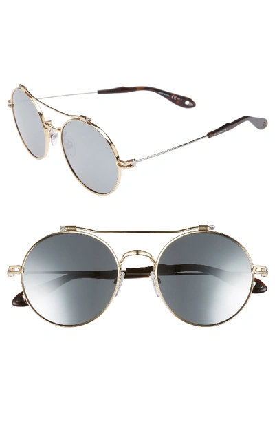 Givenchy 53mm Round Aviator Sunglasses - Gold Ruthenium/ Black Mirror