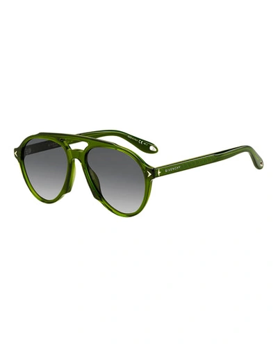 Givenchy Acetate Aviator Sunglasses, Green