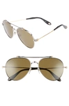 Givenchy 58mm Polarized Aviator Sunglasses - Silver/ Green