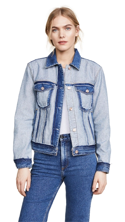 7 For All Mankind Boyfriend Denim Jacket With Destroy In Inside Out