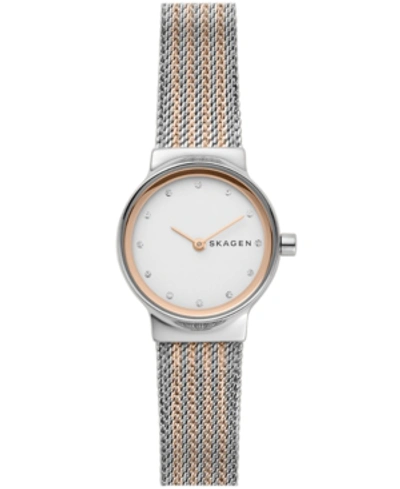 Skagen Women's Freja Two-tone Stainless Steel Mesh Bracelet Watch 26mm In Silver