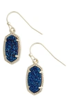 Kendra Scott Lee Small Drop Earrings In Blue Drusy/ Gold