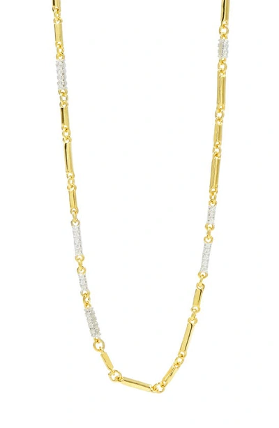 Freida Rothman Radiance Cubic Zirconia Chain Necklace In Silver/ Gold