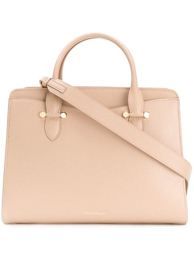 Ferragamo Salvatore  Double Handle Tote Bag - Neutrals