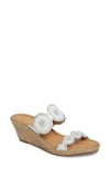 Jack Rogers Shelby Espadrille Wedge Slide Sandals In White/ Silver Leather
