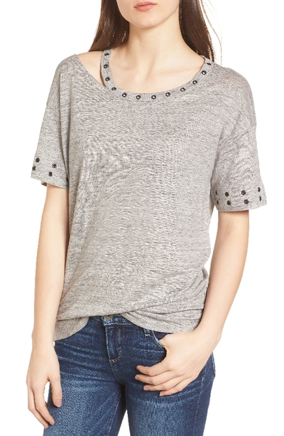 Paige Shanni Grommet Tee In Heather Grey
