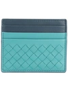 Bottega Veneta Aqua Intrecciato Nappa Card Case - Green