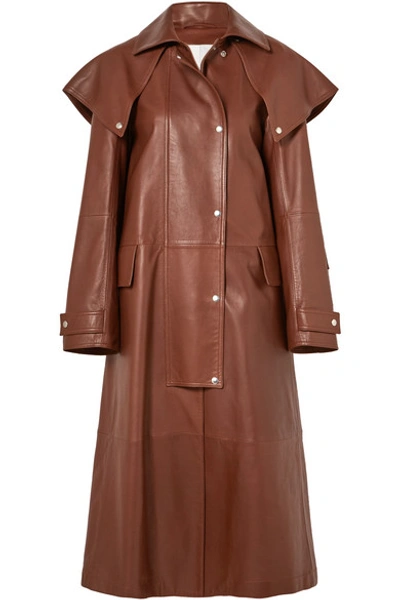 Calvin Klein 205w39nyc Leather Trench Coat In Brown