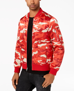 guess bomber jacket red