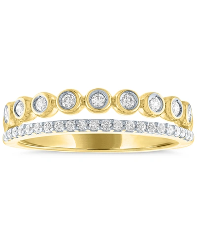 Forever Grown Diamonds Lab-created Diamond Bezel Stack Look Ring (1/4 Ct. T.w.) In 14k Gold-plated Sterling Silver