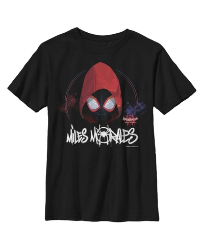 Marvel Boy's  Spider-man: Into The Spider-verse Hooded Miles Child T-shirt In Black