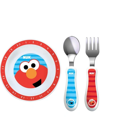 Nuk Babies' Sesame Street 3 Piece Set, Bowl, Fork, Spoon, Elmo In Assorted P