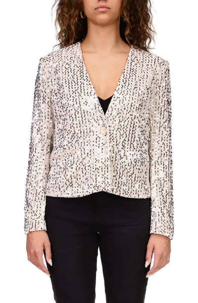 Sanctuary Charmed Button Front Sequin Blazer In Beige