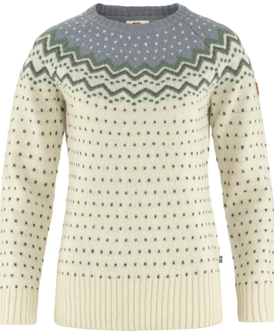 Fjall Raven Ovik Patterned Wool Active Sweater In Chalk White-flint Grey