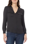 Jones New York Simplified Utility Textured Charmeuse Blouse In Jones Black