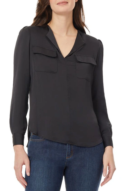 Jones New York Simplified Utility Textured Charmeuse Blouse In Jones Black