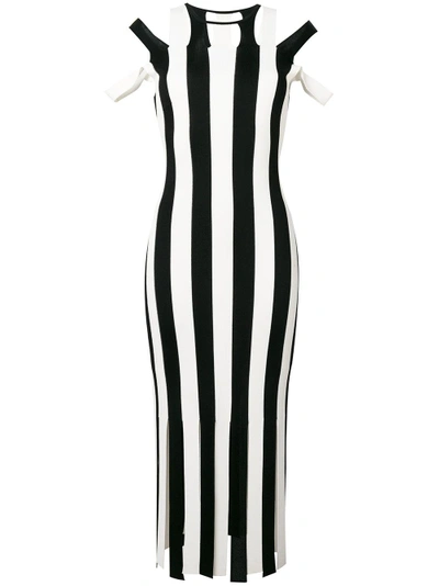 Christopher Kane Knit Bodycon Stripe Dress In Black